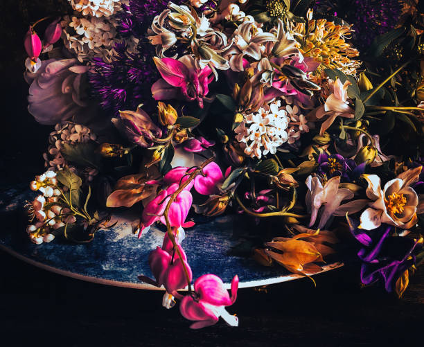 istock Romantic bouquet with aquilegia, ditsetra, birdman, allium 1408618048