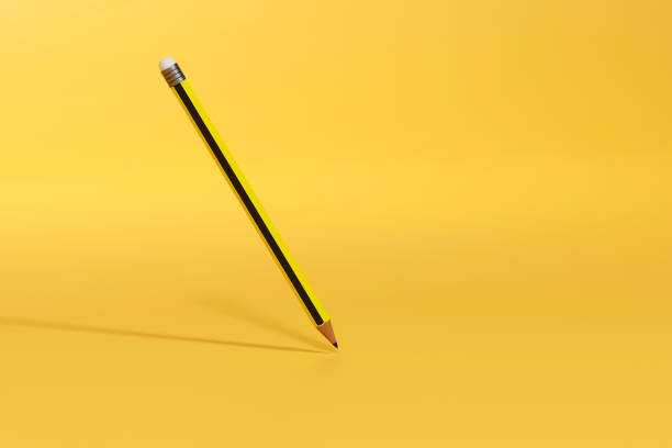 istock Drawing pencil on yellow color background. 3d illustration 1408621718