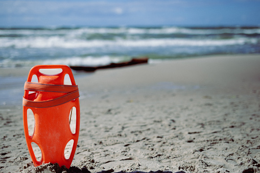 empty lifeguard post on the beach