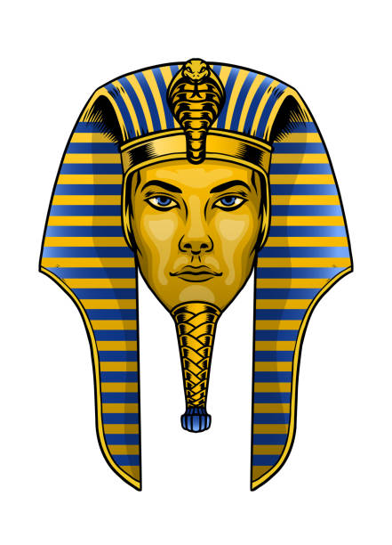 głowa faraona z mitologii egipskiej - glastonbury stock illustrations
