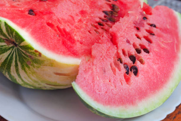 istock Fresh slices of ripe red watermelon 1408630010
