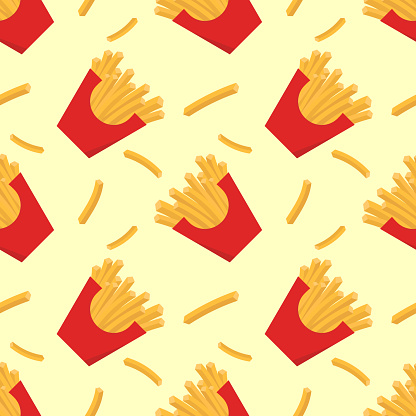 Fries Background Design French Fries Pattern Background Seamless Vector Illustration Stock ...