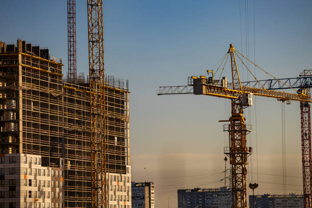 istock Moscow, Russia - July 01, 2022: tower crane against the evening sky 1408635867