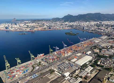 Port of Rio de Janeiro and Guanabara Bay seen from above