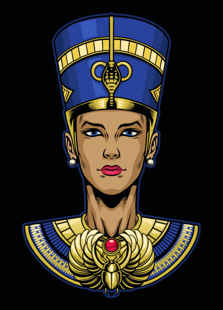 starożytna egipska królowa głowa nefertiti - hieroglyphics egypt egyptian culture nefertiti stock illustrations
