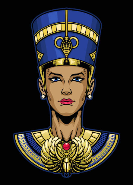 ilustrações, clipart, desenhos animados e ícones de antiga rainha egípcia chefe de nefertiti - paintings africa cairo african culture