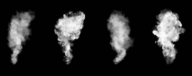istock Smoke set isolated on black background. Transparent smoke effect. 1408641394