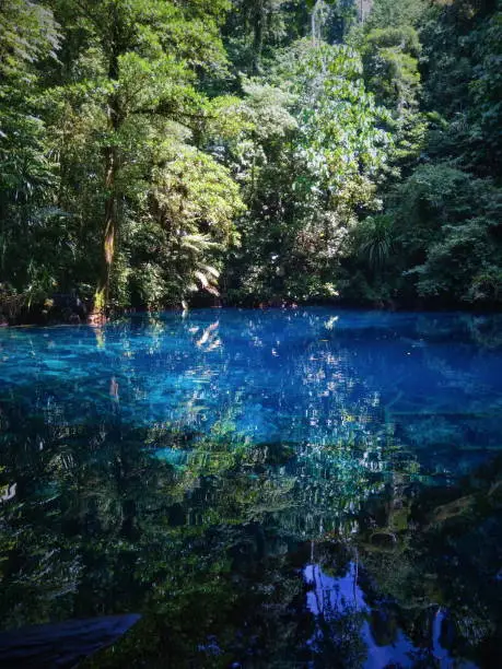 Small lake in north biak island with very clear water