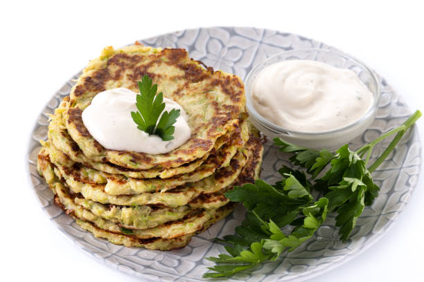 istock Zucchini fritters with yogurt sauce 1408643238