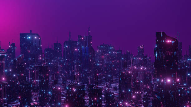 istock Abstract futuristic urban background, virtual reality, cyber safety, electronics, networking, cryptography, quantum computer 1408645711