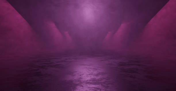 istock SciFi Elegant Dark Volumetrics Smoke Purple Violet Garage Background 3D Render 1408646965