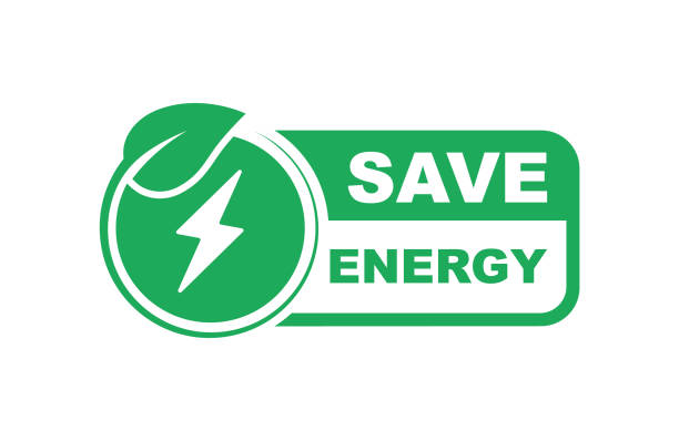 illustrations, cliparts, dessins animés et icônes de économisez le symbole d’énergie. icône d’énergie avec feuille verte. respectueux de l’environnement, de l’environnement. icône eco. illustration vectorielle. - ampoule à basse consommation