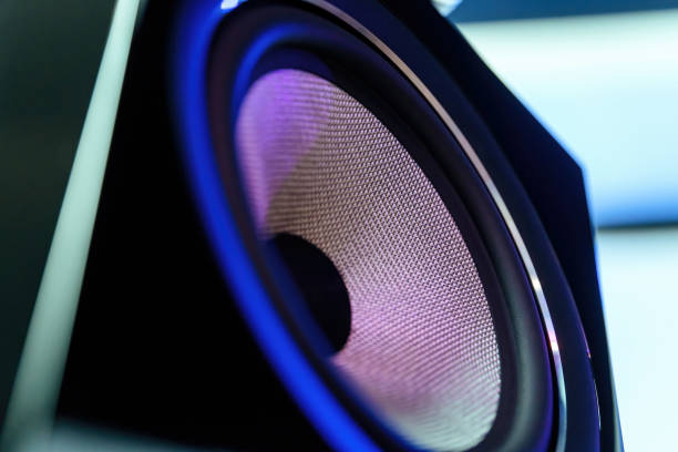 istock Hi-Fi audio system speaker membrane, carbon suspension. Nice metalized carbon surface. Elite music, hi-end quality. 1408654525