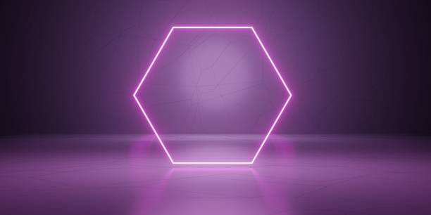 istock Free background Laser light room neon light stage tech style floor and wall 3D illustration 1408654735