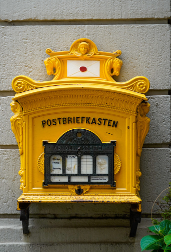 Old yellow mail box.
