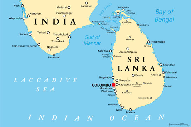 ilustraciones, imágenes clip art, dibujos animados e iconos de stock de sri lanka y parte del sur de la india, mapa político - india map cartography sri lanka