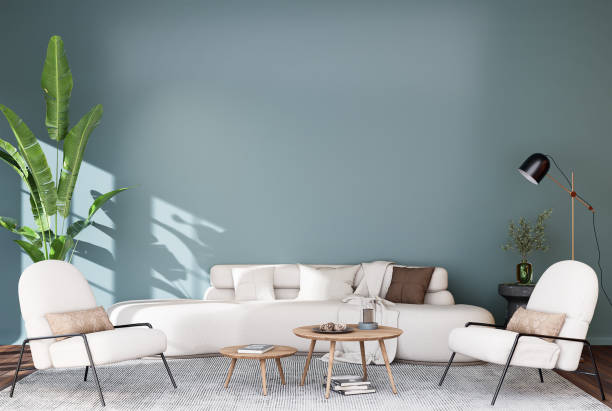 istock Interior modern living room wall mockup 1408659454