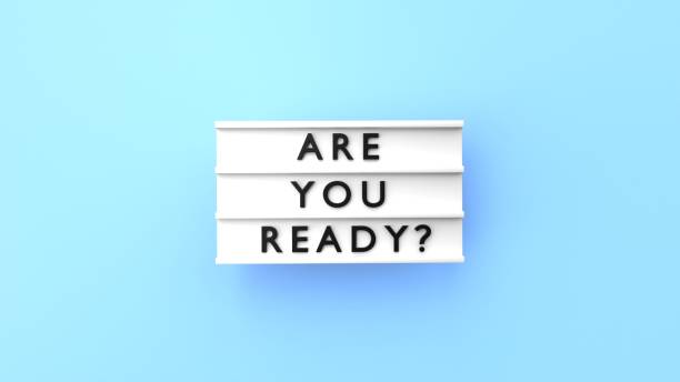 istock Are You Ready Text is Displaying on a Lightbox on Blue Background 1408660095