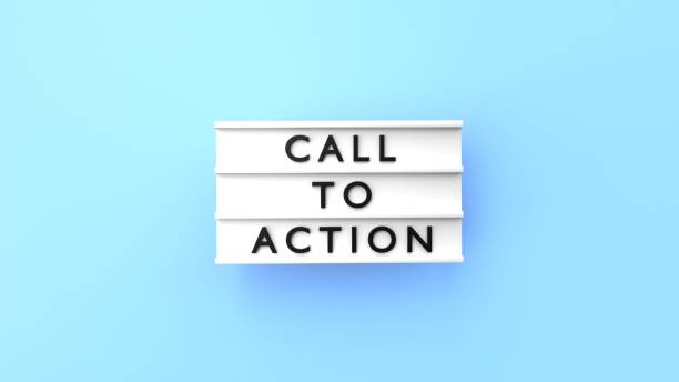 istock Call to Action Text is Displaying on a Lightbox on Blue Background 1408660528