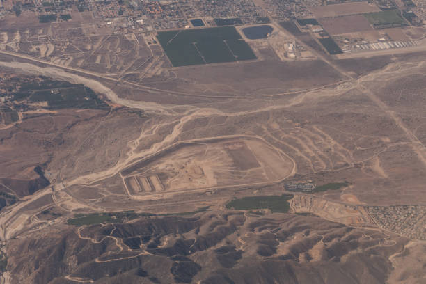 istock Aerial view of a construction site in the desert 1408662291