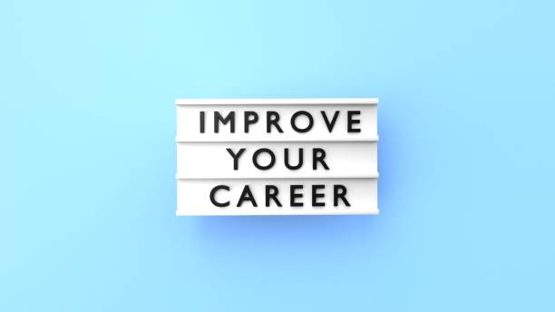 istock Improve Your Career Text is Displaying on a Lightbox on Blue Background 1408662508