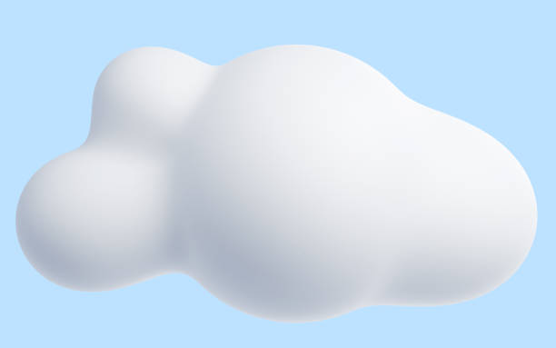 istock White cloud cartoon 3d render - soft fluffy round-shaped clouds on blue pastel background. 1408663742