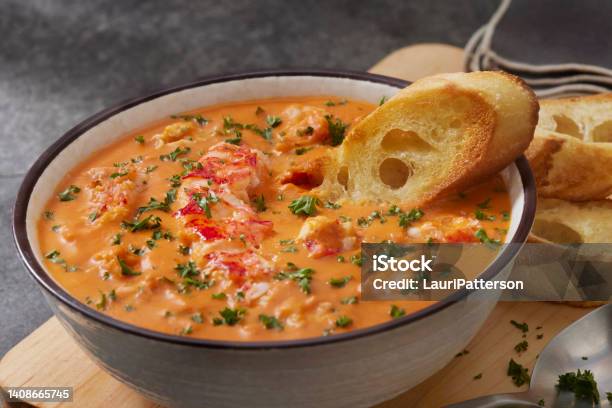 Lobster Bisque Stock Photo - Download Image Now - Lobster - Animal, Lobster - Seafood, Chowder