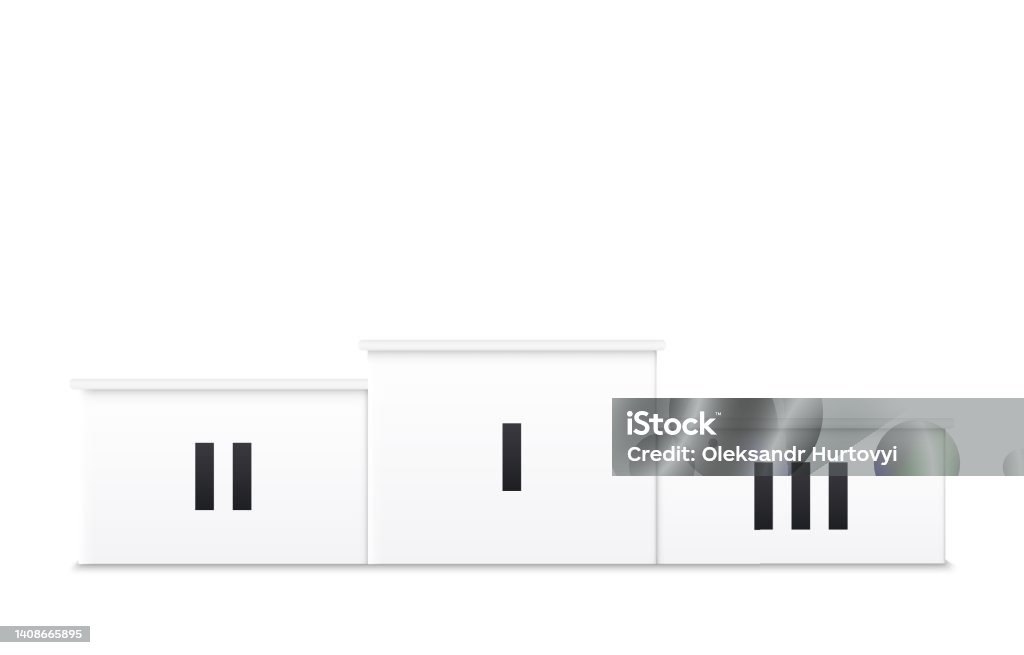 Realistic White Winners Podium With Shadow Empty Stage For Award ...