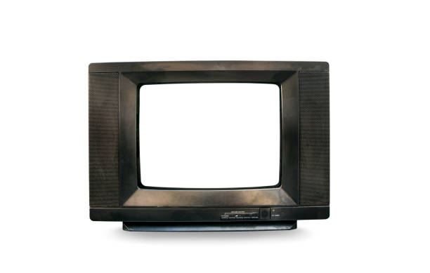 istock Retro old television set with cut out screen isolated on white background. clipping path 1408666010