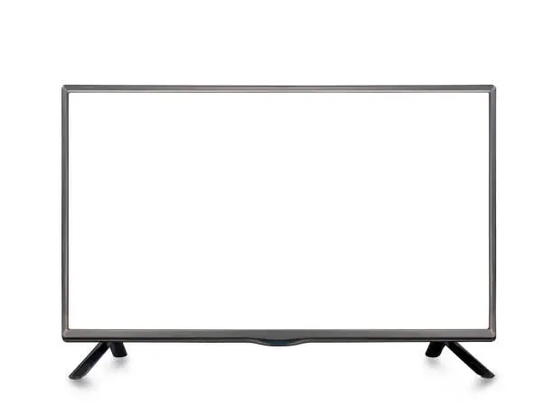 4K flat screen lcd TV or oled, White blank HD monitor mockup with clipping path isolated on white background.