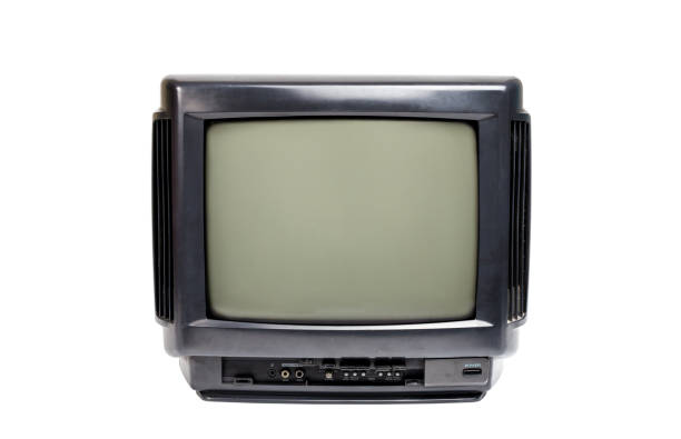 istock Analog black old TV receiver with clipping path isolated over white background. 1408666198