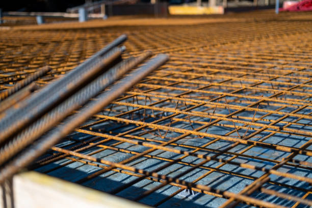 istock Rebars in the foundation for house. 1408668995