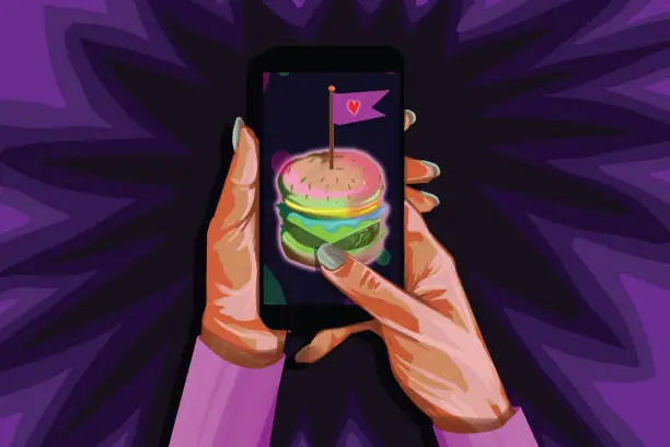 Vector illustration of Ordering food over the phone