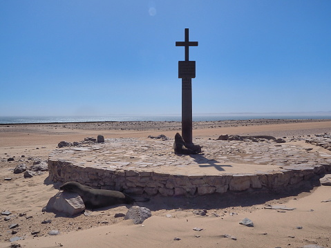 modern copy of the Portuguese cross (padrão) bearing the arms of Portugal erected by Diogo Cão at Cape Cross