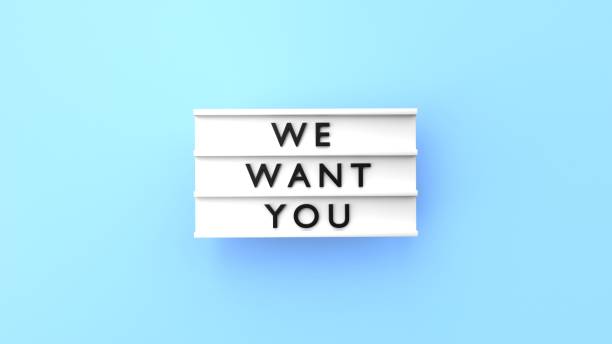istock We Want You Text is Displaying on a Lightbox on Blue Background 1408679087