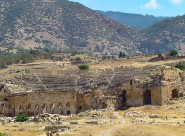Photo of Ruins of an amphitheater in the ancient city of Hieropolis, Turkey.
