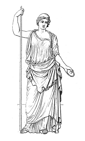 Antique engraving illustration, Civilization: Greek and Roman deities and mythology, Hera (Juno)