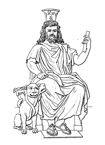 Antique engraving illustration, Civilization: Greek and Roman deities and mythology, Hades (Pluto)