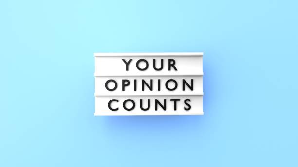 istock Your Opinion Counts Text is Displaying on a Lightbox on Blue Background 1408684644