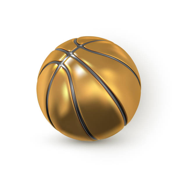 ilustrações, clipart, desenhos animados e ícones de 3d bola de cesta dourada realista. bola de basquete de ouro. ilustração vetorial - gold ball sphere basketball