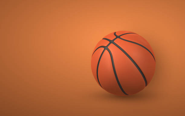 istock 3d realistic Basketball ball isolated on orange background. Vector illustration 1408686894