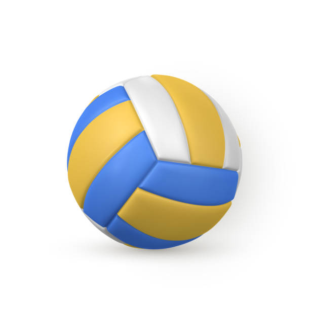 illustrations, cliparts, dessins animés et icônes de balle de volley-ball réaliste 3d isolée sur fond blanc. illustration vectorielle - ballon de volley