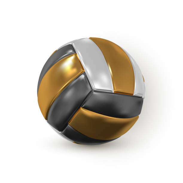 istock 3d realistic golden volleyball ball on white background. Vector illustration 1408687172