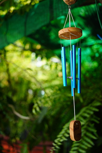 Blue Wind chimes in the garden