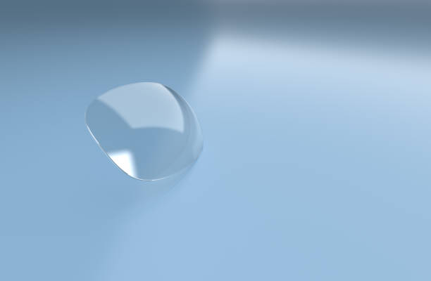 One clear lens for glasses. Optical lens, with copy space. 3D illustration, 3D rendering. stock photo