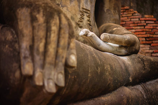 archaeological and buddhist sites, historical religious sites, buddha, temples, ceremonial areas, religious attractions, buddhist churches, antiques, pagodas, nature and dharma, buddha statue - sukhothai stok fotoğraflar ve resimler