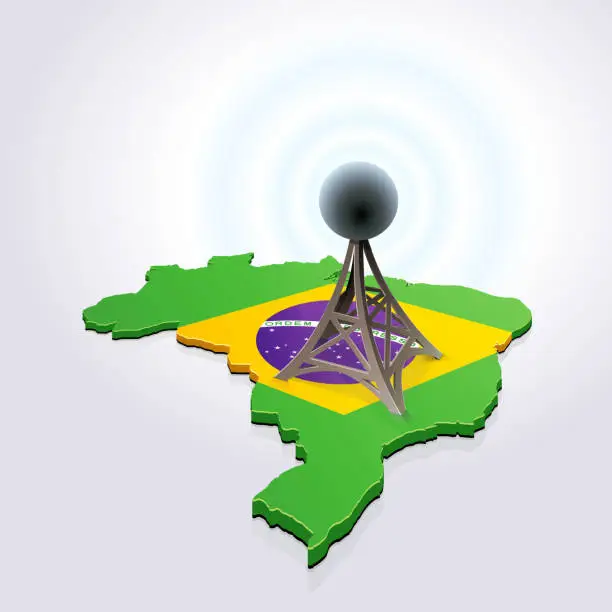 Vector illustration of Mobile communication network in Brazil (white background)