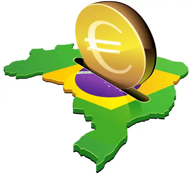 Vector illustration of Investing in euros in Brazil (cut out)