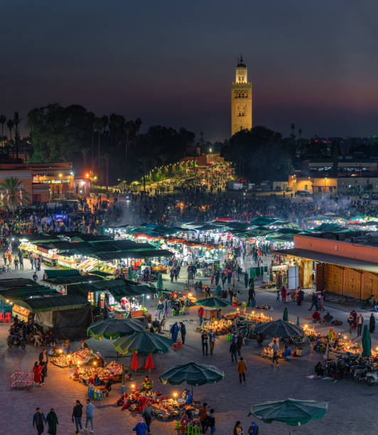 JAMAA EL FNA AT NIGHT, MARRAKECH, MOROCCO