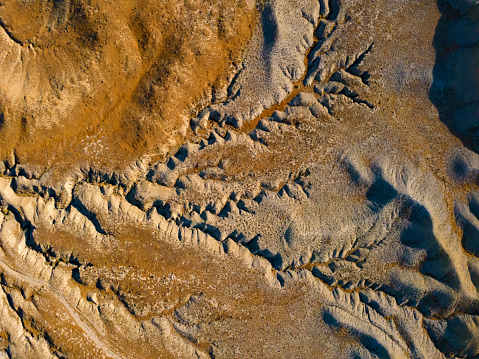 Contoured and Eroded Surfaces of Nature in Arid Western Colorado Aerial Desert Landscapes in Southwestern USA Overhead Earth Abstracts Shale Desert Contours Photo Series